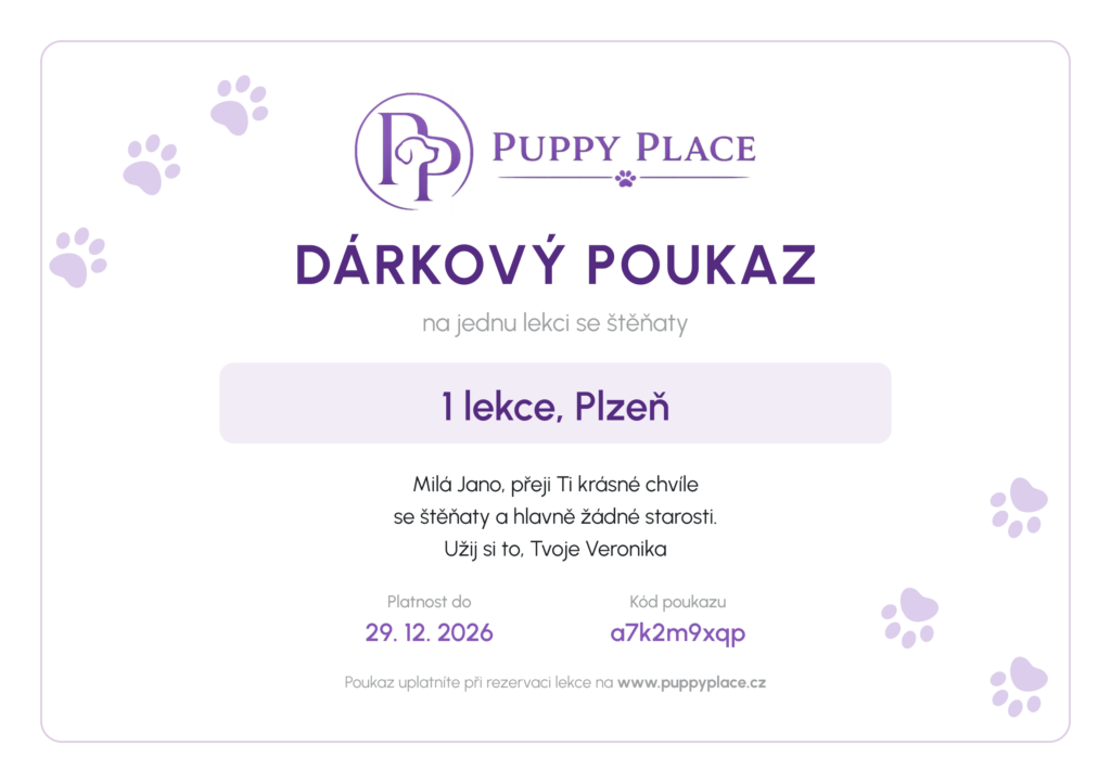 Dárkový poukaz na lekci jógy se štěňaty, Plzeň